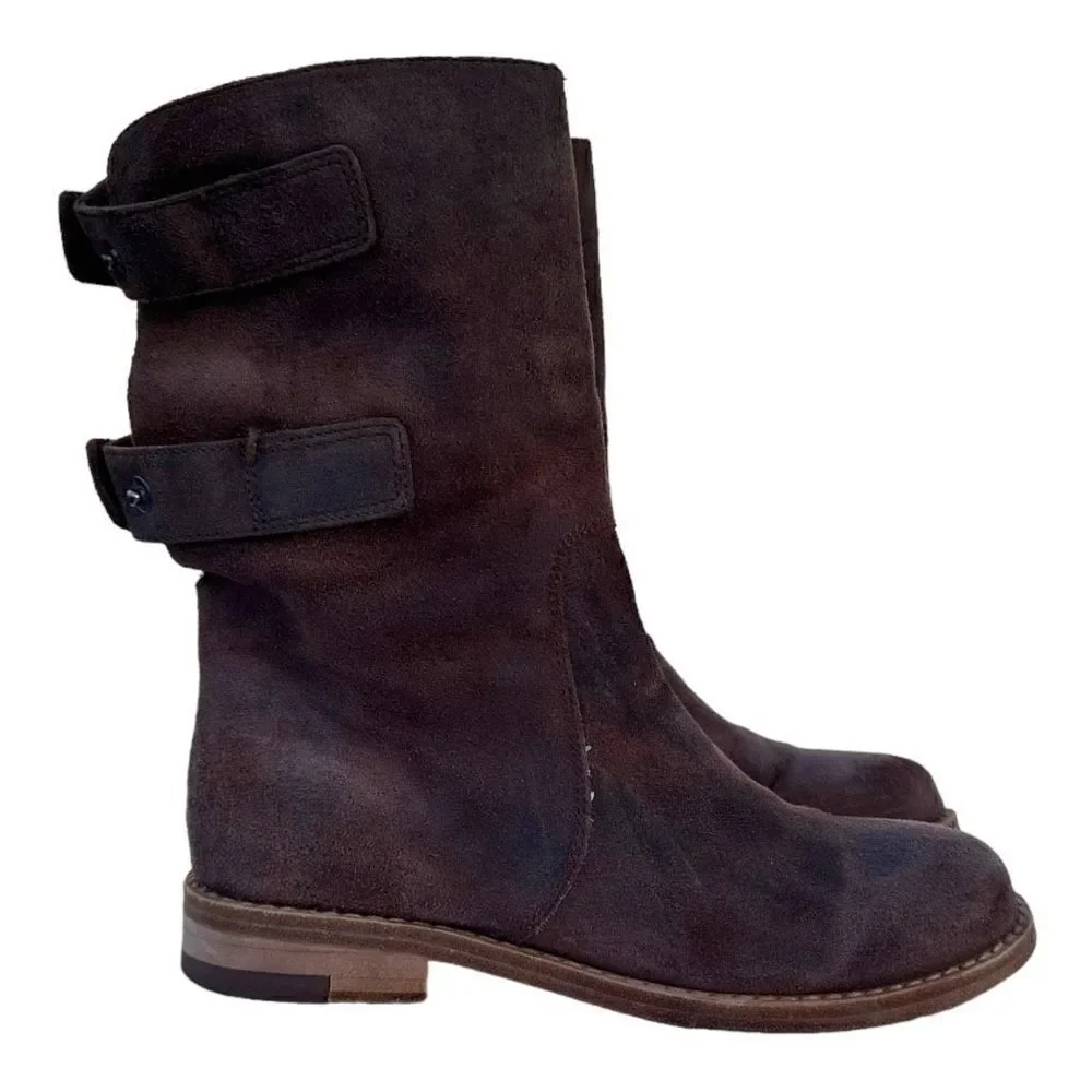 Eileen fisher all leather snap back convertible boots women’s size 5 brown